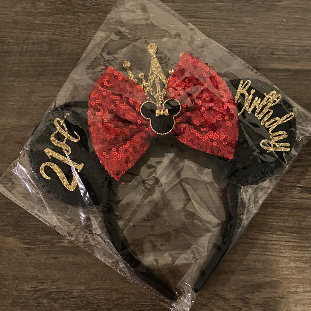 Red and Gold Sequin Birthday Headband